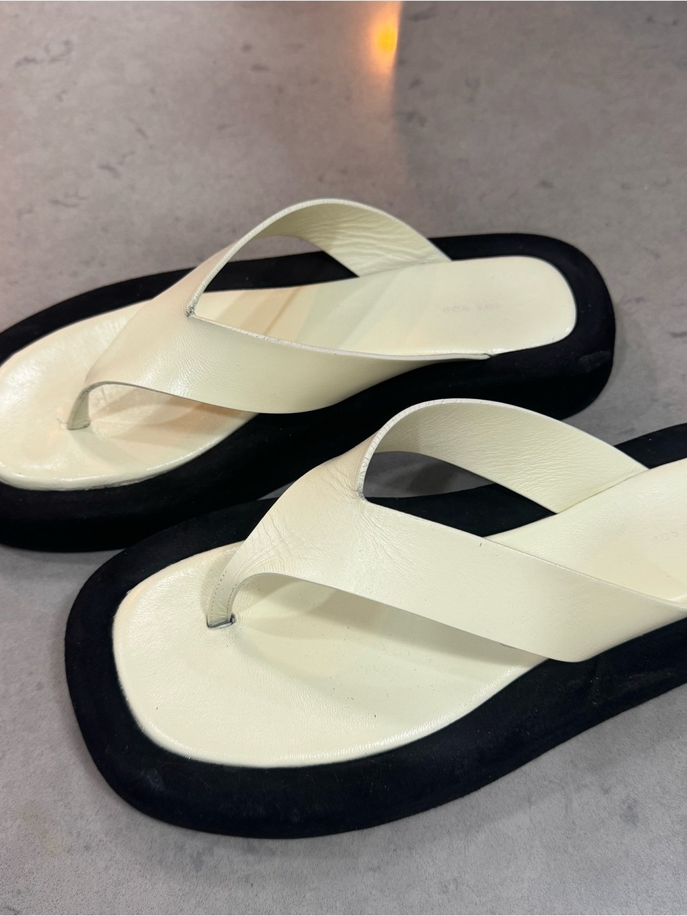 The Row Cream Leather Platform Ginza Sandals- Sz 38.5